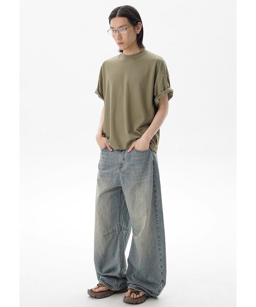 MASONPRINCE(メイソンプリンス)の「オーバーサイズ シンプル無地 Tシャツ DT4335【MASONPRINCE】(Tシャツ/カットソー・メンズ・ホワイト/グレー/カーキ・L/M/S)」の4枚目の写真