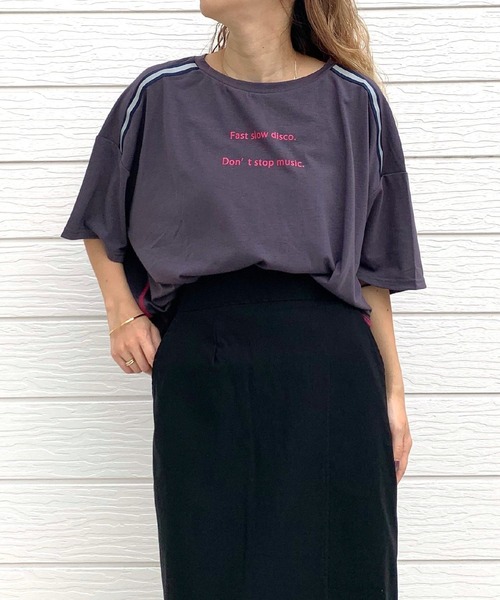 tシャツ ショルダーラインリラックストップス レディース ショルダーラインリラックストップス（Tシャツ/カットソー）｜Q