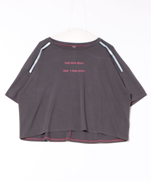 Q(キュー)の「ショルダーラインリラックストップス(Tシャツ/カットソー・レディース・ホワイト/チャコールグレー・MEDIUM)」の4枚目の写真