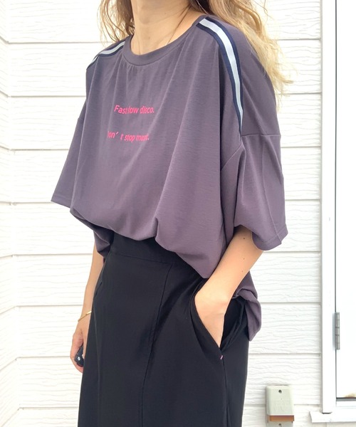 Q(キュー)の「ショルダーラインリラックストップス(Tシャツ/カットソー・レディース・ホワイト/チャコールグレー・MEDIUM)」の19枚目の写真