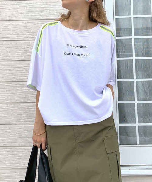 Q(キュー)の「ショルダーラインリラックストップス(Tシャツ/カットソー・レディース・ホワイト/チャコールグレー・MEDIUM)」の22枚目の写真