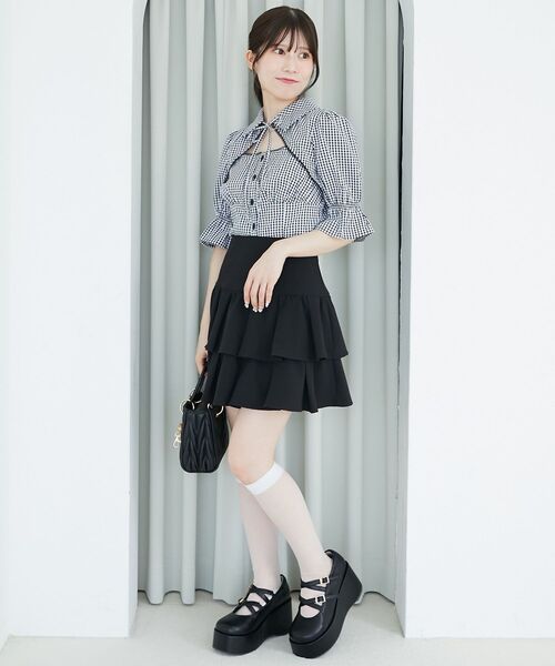 MAJESTIC LEGON（マジェスティックレゴン）の「デコルテオープンブラウス（シャツ/ブラウス・レディース・ブラック/オフホワイト/ブラック系その他・MEDIUM）」の8枚目の写真