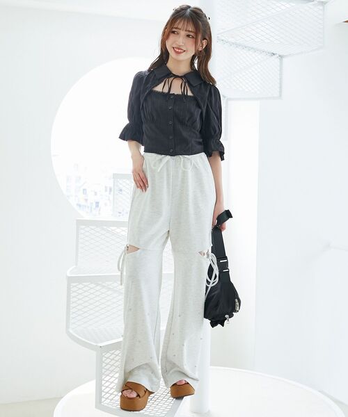 MAJESTIC LEGON（マジェスティックレゴン）の「デコルテオープンブラウス（シャツ/ブラウス・レディース・ブラック/オフホワイト/ブラック系その他・MEDIUM）」の15枚目の写真