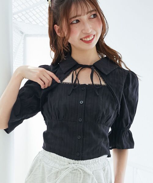 ブラウス シャツ デコルテ開きブラウス レディース デコルテオープンデザインブラウス – Darich (ダーリッチ)