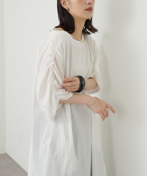 Omekashi（オメカシ）の「ギャザーオフショルワンピース（ワンピース