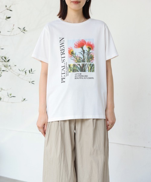 Bou Jeloud(ブージュルード)の「フォトフラワーTシャツ(Tシャツ/カットソー・レディース・オフホワイト/チャコールグレー・38)」の16枚目の写真