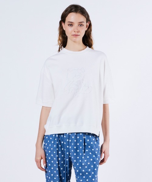 DOUBLE STANDARD CLOTHING（ダブルスタンダードクロージング）の「ベアプリント裏毛ニット（ニット/セーター・レディース・グレー/オフホワイト・FREE）」の2枚目の写真