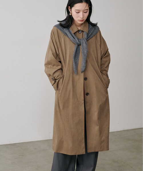 LARUTA】2WAYフェイクスエードロングコート（ステンカラーコート