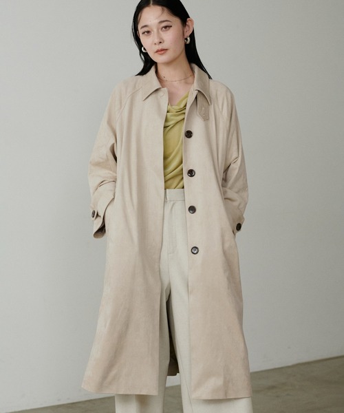 LARUTA】2WAYフェイクスエードロングコート（ステンカラーコート