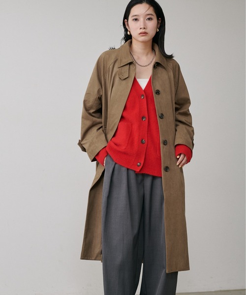 セール】【LARUTA】2WAYフェイクスエードロングコート（ステンカラー