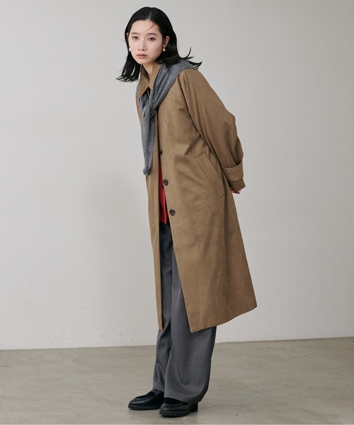 LARUTA】2WAYフェイクスエードロングコート（ステンカラーコート