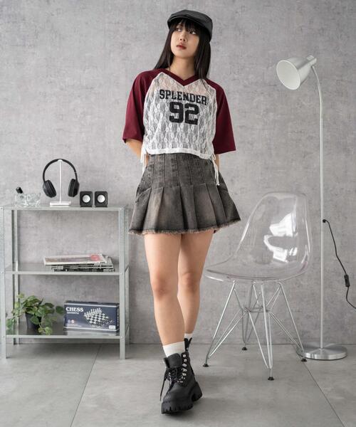 WEGO（ウィゴー）の「WEGO/ラグランレースサイドドロストショートT（Tシャツ/カットソー・レディース・ブラック/ワイン・FREE）」の20枚目の写真