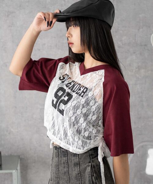 WEGO（ウィゴー）の「WEGO/ラグランレースサイドドロストショートT（Tシャツ/カットソー・レディース・ブラック/ワイン・FREE）」の14枚目の写真