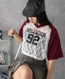 WEGO/ラグランレースサイドドロストショートT