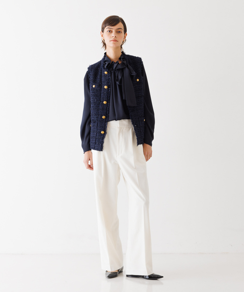 DESIGNWORKS（デザインワークス）の「2WAYストレッチワイドパンツ（その他パンツ・レディース・ホワイト/ブラック・36/38）」の9枚目の写真