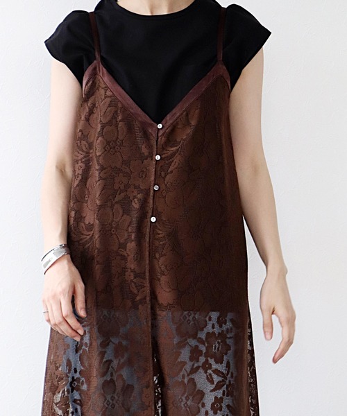 Jines（ジネス）の「レース2wayキャミワンピース（ワンピース・レディース・ブラウン/アイボリー・38）」の9枚目の写真