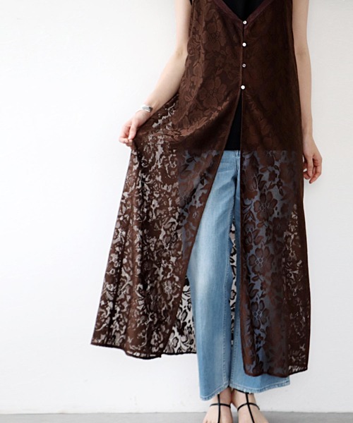 Jines（ジネス）の「レース2wayキャミワンピース（ワンピース・レディース・ブラウン/アイボリー・38）」の8枚目の写真