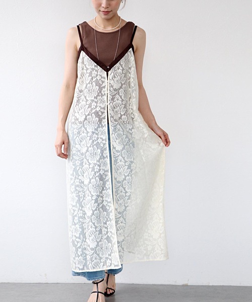 Jines（ジネス）の「レース2wayキャミワンピース（ワンピース・レディース・ブラウン/アイボリー・38）」の7枚目の写真