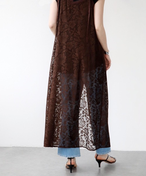 Jines（ジネス）の「レース2wayキャミワンピース（ワンピース・レディース・ブラウン/アイボリー・38）」の10枚目の写真