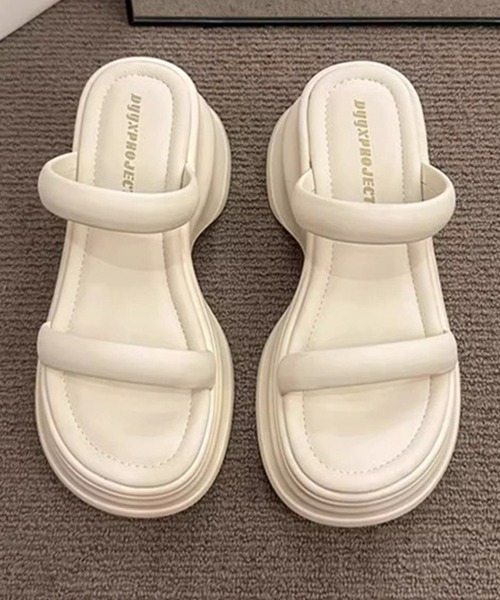 SANSeLF（サンセルフ）の「【SANSeLF】 メタリック ダブルストラップ サンダル ウェーブソール 厚底 フラット sas25s002（サンダル・レディース・アイボリー/ブラック/シルバー・39/38/37/36）」の7枚目の写真