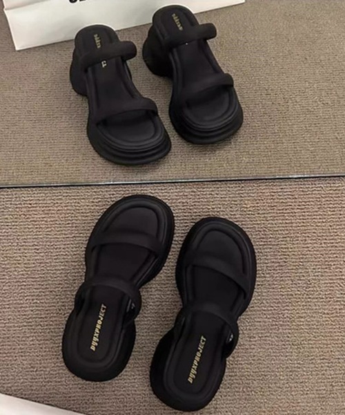 SANSeLF（サンセルフ）の「【SANSeLF】 メタリック ダブルストラップ サンダル ウェーブソール 厚底 フラット sas25s002（サンダル・レディース・アイボリー/ブラック/シルバー・39/38/37/36）」の15枚目の写真