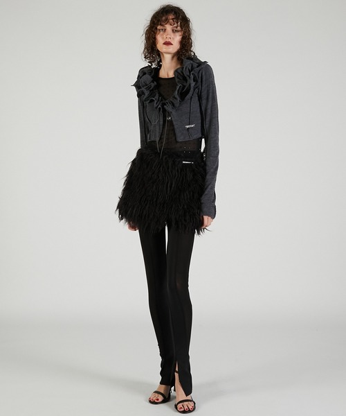 PRANK PROJECT（プランクプロジェクト）の「フリルウェーブカーディガン / Frill Wave Cardigan（カーディガン/ボレロ・レディース・チャコールグレー/クリーム・FREE）」の4枚目の写真