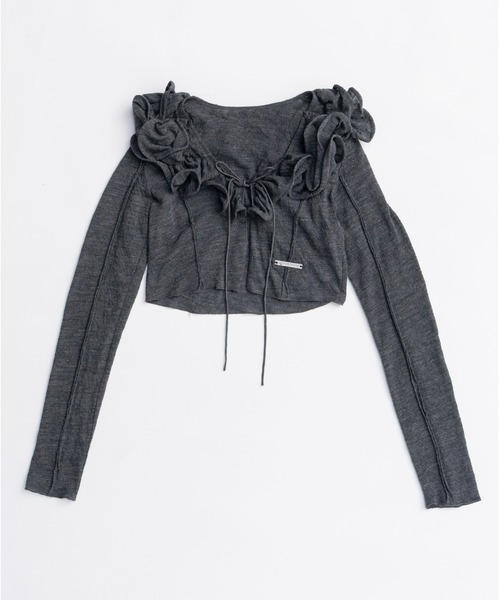 PRANK PROJECT（プランクプロジェクト）の「フリルウェーブカーディガン / Frill Wave Cardigan（カーディガン/ボレロ・レディース・チャコールグレー/クリーム・FREE）」の10枚目の写真