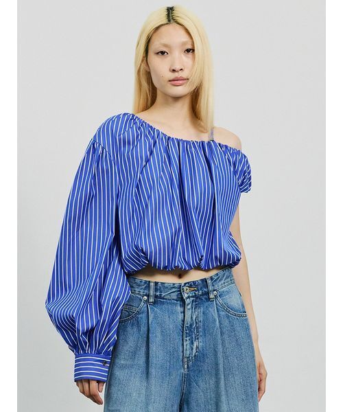 SORIN(ソリン )の「Asymmetry Puffed Blouse/アシンメトリーパフブラウス(シャツ/ブラウス・レディース・ブラック/ストライプ/ホワイト・38)」の3枚目の写真