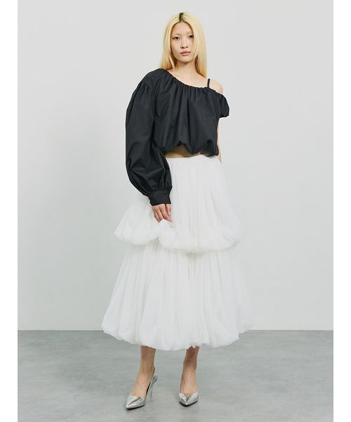 SORIN(ソリン )の「Asymmetry Puffed Blouse/アシンメトリーパフブラウス(シャツ/ブラウス・レディース・ブラック/ストライプ/ホワイト・38)」の6枚目の写真