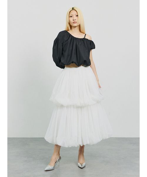 SORIN(ソリン )の「Asymmetry Puffed Blouse/アシンメトリーパフブラウス(シャツ/ブラウス・レディース・ブラック/ストライプ/ホワイト・38)」の7枚目の写真