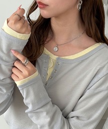 【S-LLサイズ/5色展開】前後2WAYシアースラブヘンリーネックロングTシャツ