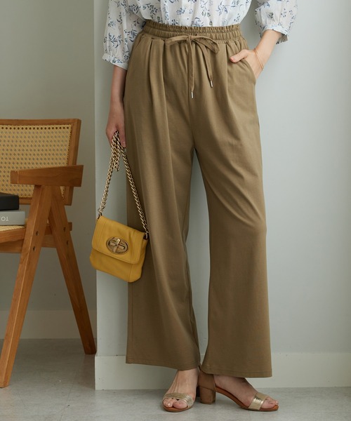 BELLUNA PLUS（ベルーナ）の「着心地楽々！綿１００％イージーパンツ（その他パンツ・レディース・ブラック/グレイッシュベージュ/ターコイズブルー・SMALL/MEDIUM/LARGE/X-LARGE）」の3枚目の写真