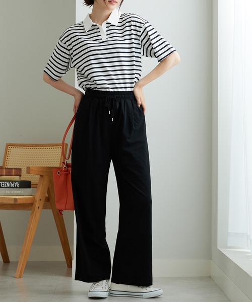 BELLUNA PLUS（ベルーナ）の「着心地楽々！綿１００％イージーパンツ（その他パンツ・レディース・ブラック/グレイッシュベージュ/ターコイズブルー・SMALL/MEDIUM/LARGE/X-LARGE）」の5枚目の写真