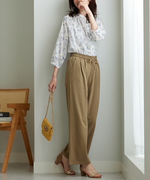 BELLUNA PLUS（ベルーナ）の「着心地楽々！綿１００％イージーパンツ（その他パンツ・レディース・ブラック/グレイッシュベージュ/ターコイズブルー・SMALL/MEDIUM/LARGE/X-LARGE）」の8枚目の写真