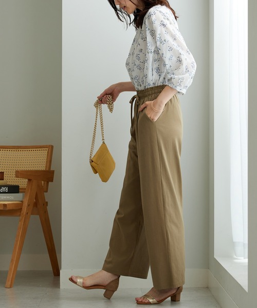 BELLUNA PLUS（ベルーナ）の「着心地楽々！綿１００％イージーパンツ（その他パンツ・レディース・ブラック/グレイッシュベージュ/ターコイズブルー・SMALL/MEDIUM/LARGE/X-LARGE）」の9枚目の写真