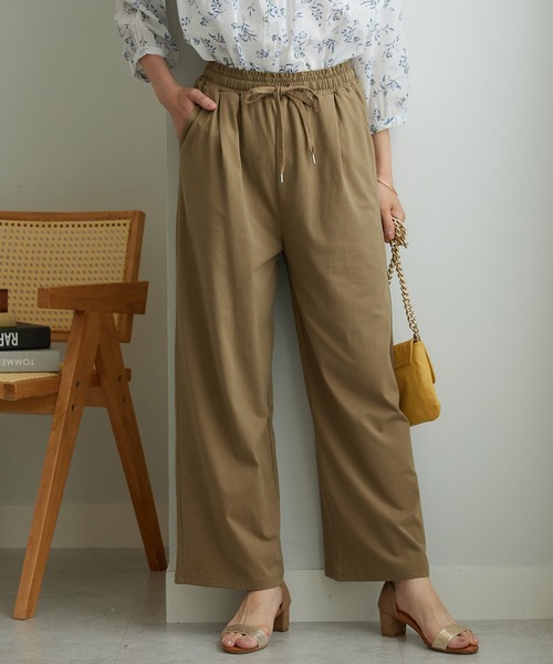 BELLUNA PLUS（ベルーナ）の「着心地楽々！綿１００％イージーパンツ（その他パンツ・レディース・ブラック/グレイッシュベージュ/ターコイズブルー・SMALL/MEDIUM/LARGE/X-LARGE）」の11枚目の写真