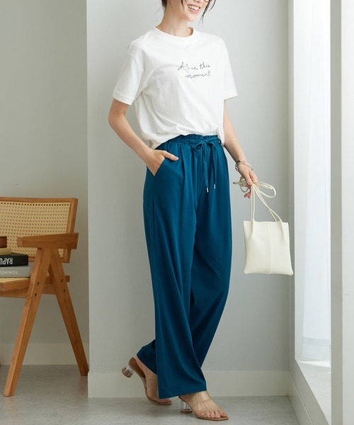 BELLUNA PLUS（ベルーナ）の「着心地楽々！綿１００％イージーパンツ（その他パンツ・レディース・ブラック/グレイッシュベージュ/ターコイズブルー・SMALL/MEDIUM/LARGE/X-LARGE）」の13枚目の写真