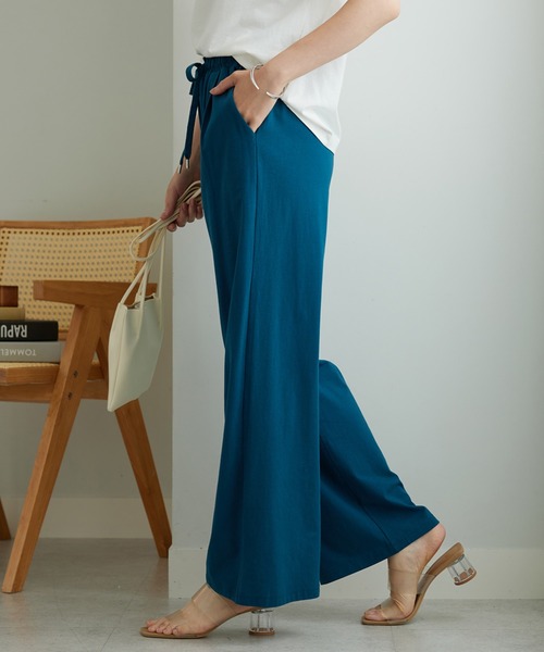 BELLUNA PLUS（ベルーナ）の「着心地楽々！綿１００％イージーパンツ（その他パンツ・レディース・ブラック/グレイッシュベージュ/ターコイズブルー・SMALL/MEDIUM/LARGE/X-LARGE）」の14枚目の写真