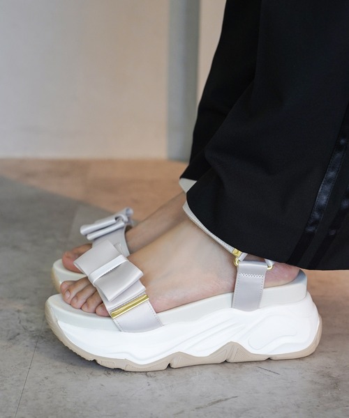 chocolates（チョコラテス）の「サテン リボン スポーツサンダル（サンダル・レディース・ホワイト/オレンジ/ブラック・LL/S/M/L）」の14枚目の写真