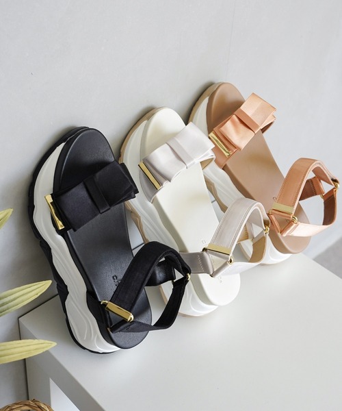 chocolates（チョコラテス）の「サテン リボン スポーツサンダル（サンダル・レディース・ホワイト/オレンジ/ブラック・LL/S/M/L）」の10枚目の写真