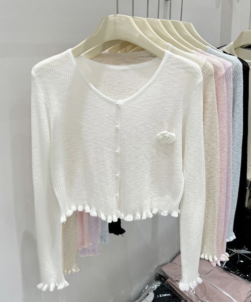Miniministore(ミニミニストア)の「サマーニットカーディガン 花モチーフ付き(カーディガン/ボレロ・レディース・ブラック/ライトブルー/ベージュ/ラベンダー/ピンク/ホワイト・FREE)」の20枚目の写真