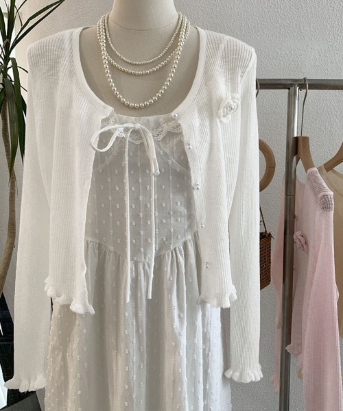 Miniministore(ミニミニストア)の「サマーニットカーディガン 花モチーフ付き(カーディガン/ボレロ・レディース・ブラック/ライトブルー/ベージュ/ラベンダー/ピンク/ホワイト・FREE)」の22枚目の写真