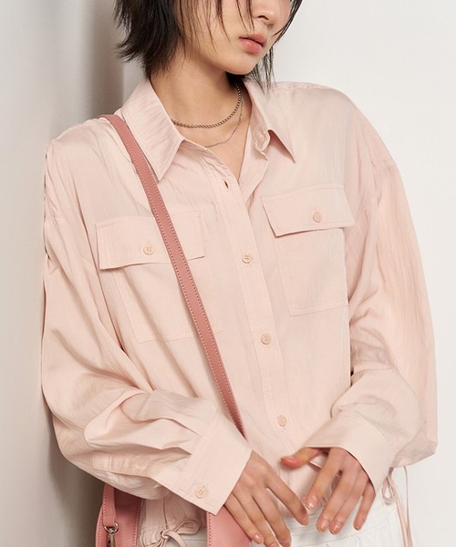 GENERAL IDEA(ジェネラルアイデア)の「GENERAL IDEA/ジェネラルアイディア pocket blouson shirts シャツ(シャツ/ブラウス・レディース・ブラック/ピンク/ブルー/アイボリー・L/M/S)」の4枚目の写真