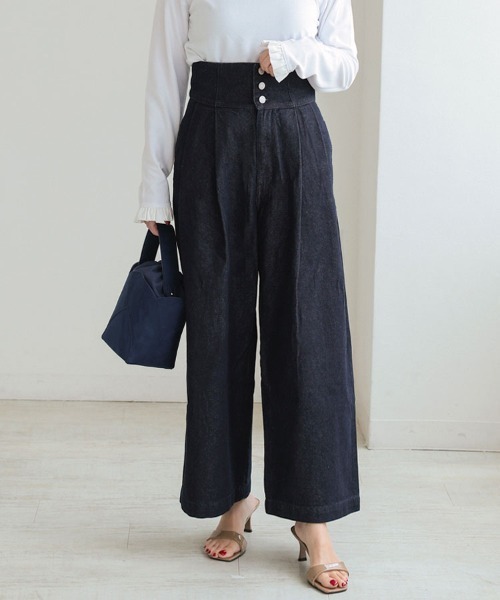 セール】スーパーハイウエストタックデニム（デニムパンツ）｜DONOBAN