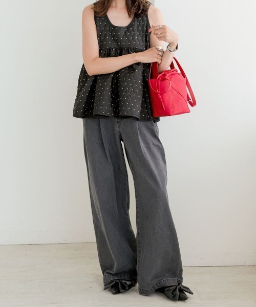 DONOBAN（ドノバン）の「スーパーハイウエストタックデニム（デニムパンツ・レディース・グレー/ネイビー・LONG/SHORT/MEDIUM）」の16枚目の写真