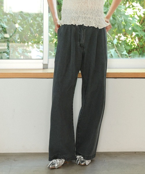 セール】スーパーハイウエストタックデニム（デニムパンツ）｜DONOBAN