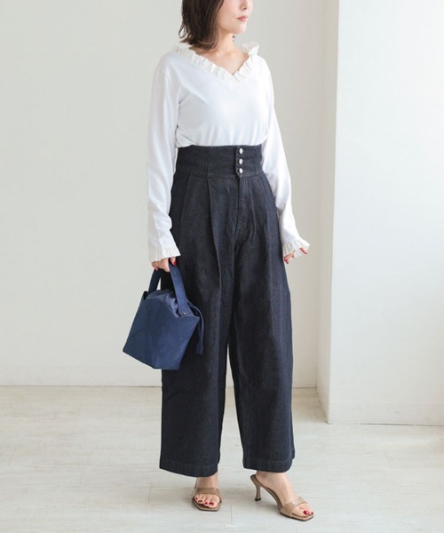 DONOBAN（ドノバン）の「スーパーハイウエストタックデニム（デニムパンツ・レディース・グレー/ネイビー・LONG/SHORT/MEDIUM）」の10枚目の写真