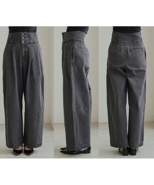 DONOBAN（ドノバン）の「スーパーハイウエストタックデニム（デニムパンツ・レディース・グレー/ネイビー・LONG/SHORT/MEDIUM）」の21枚目の写真