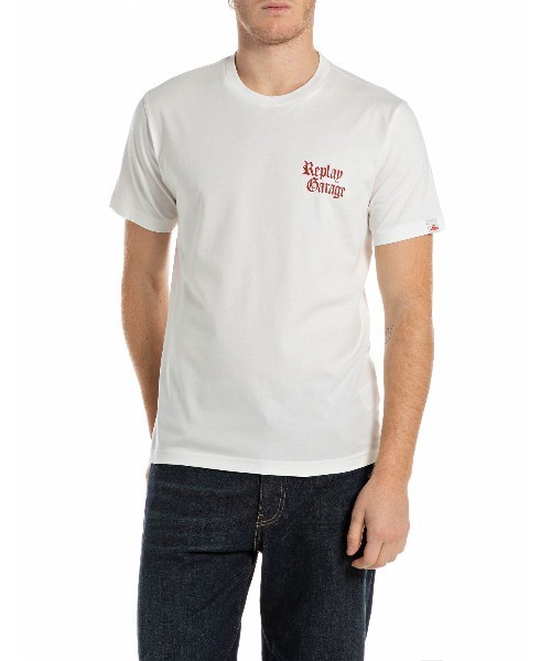 REPLAY(リプレイ)の「レギュラーフィット ベーシックジャージー FIREー Tシャツ(Tシャツ/カットソー・メンズ・ホワイト/ブラック・MEDIUM/LARGE/X-LARGE/SMALL)」の1枚目の写真