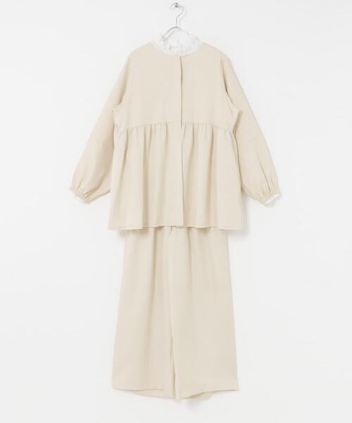 セール】ジャケットフリルトップス×パンツセット（セットアップ